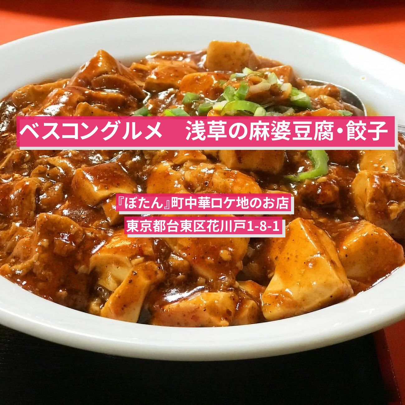 【ベスコングルメ】浅草の麻婆豆腐・餃子『ぼたん』町中華ロケ地のお店〔小手伸也・福田麻貴〕