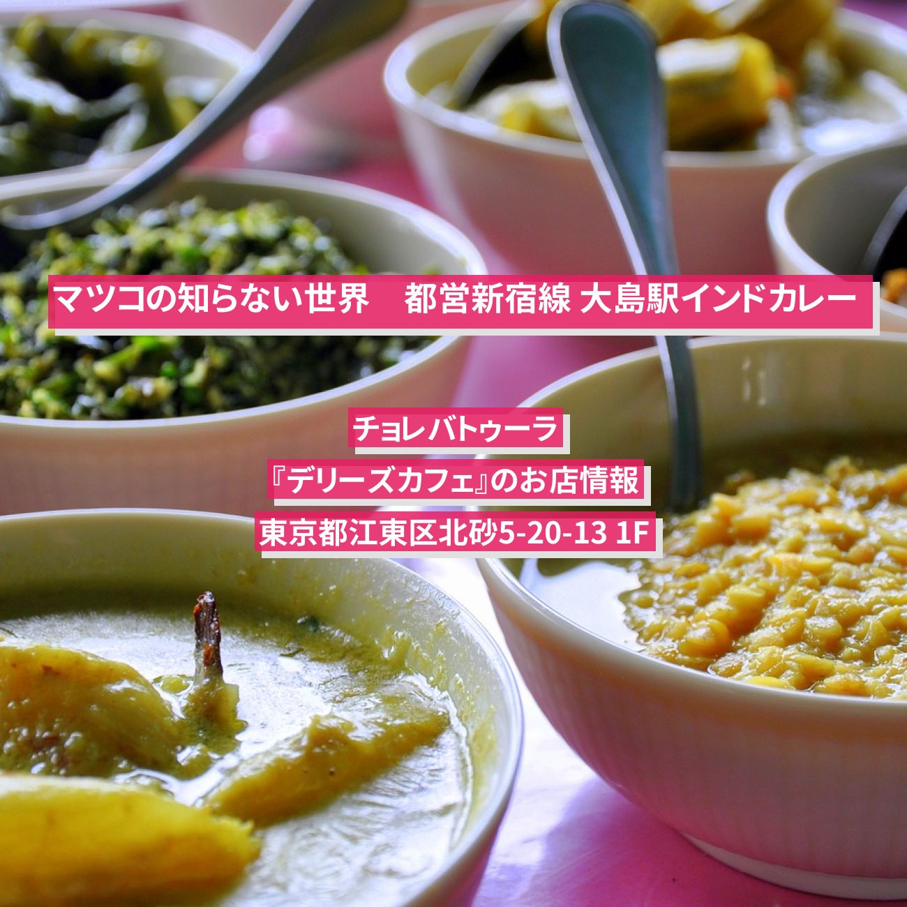 【マツコの知らない世界】インドカレー・チョレバトゥーラ　都営新宿線 大島駅『デリーズカフェ』のお店情報