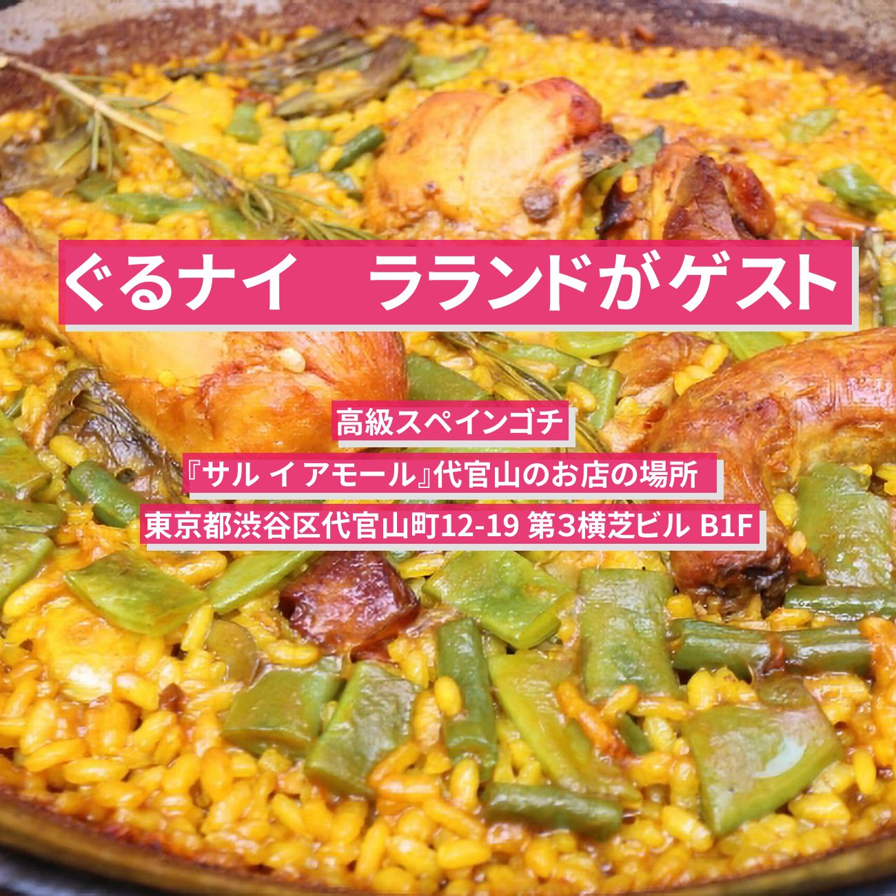 【ぐるナイ】ラランド　本格スペイン料理ゴチ『サル イ アモール』代官山のお店の場所  〔ぐるぐるナインティナイン〕