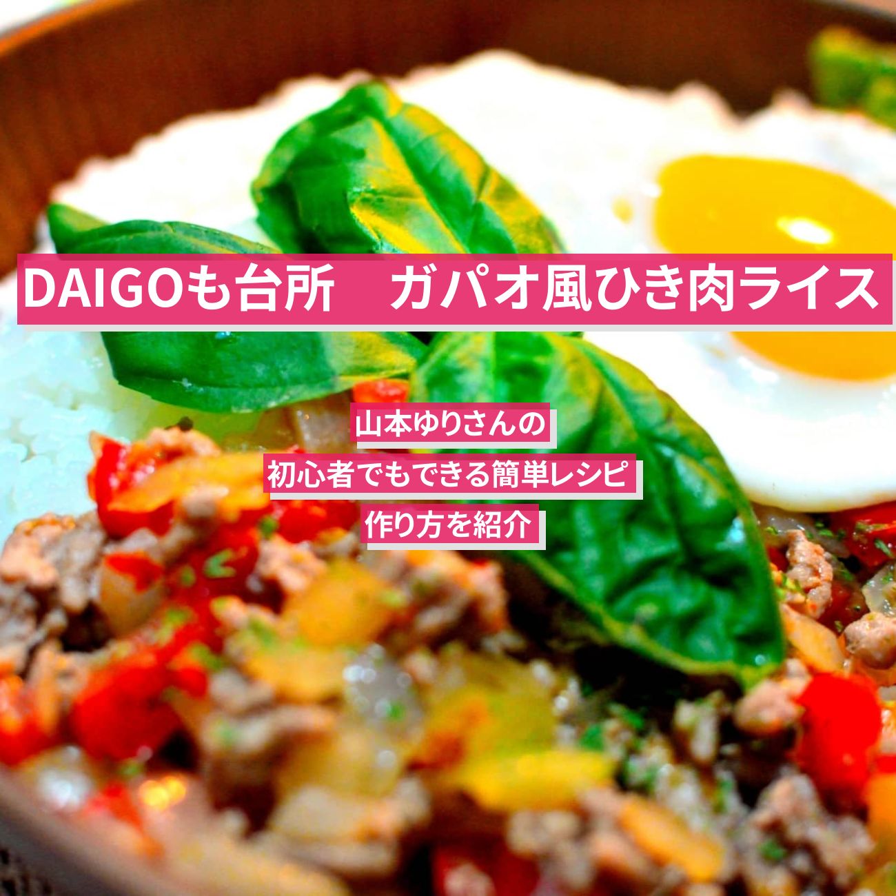 【DAIGOも台所】『ガパオ風ひき肉ライス』山本ゆりさんのレシピ・作り方を紹介〔ダイゴも台所〕