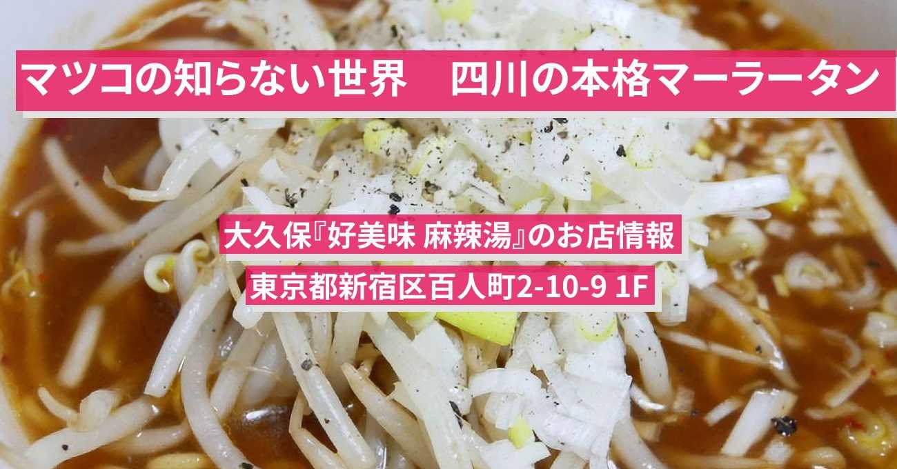 【マツコの知らない世界】四川の本格マーラータン『好美味 麻辣湯』大久保のお店情報