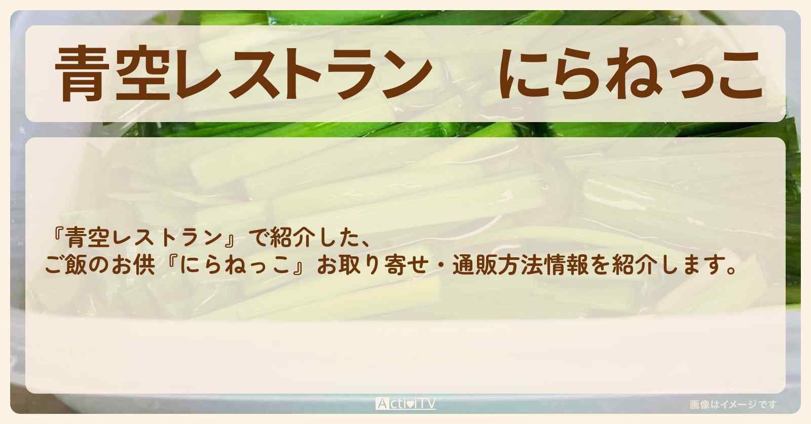 【青空レストラン】『にらねっこ』ご飯のお供のお取り寄せ・通販方法