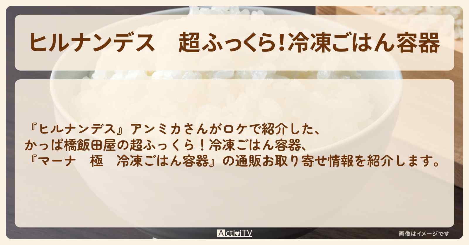 【ヒルナンデス】超ふっくら！冷凍ごはん容器『マーナ　極　冷凍ごはん容器』の通販お取り寄せ情報〔アンミカ・飯田屋〕