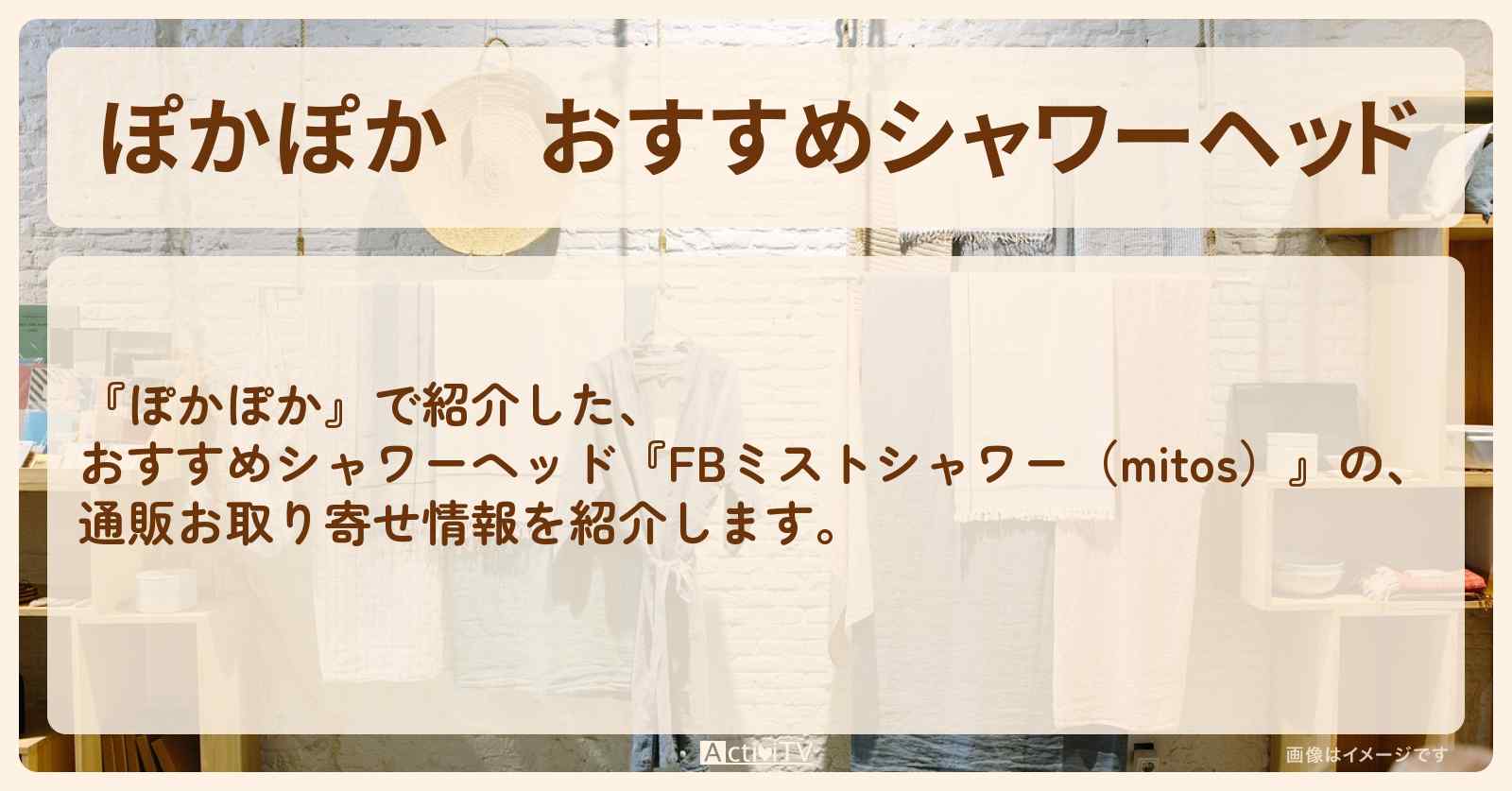 【ぽかぽか】おすすめシャワーヘッド『FBミストシャワー（mitos）』の通販お取り寄せ