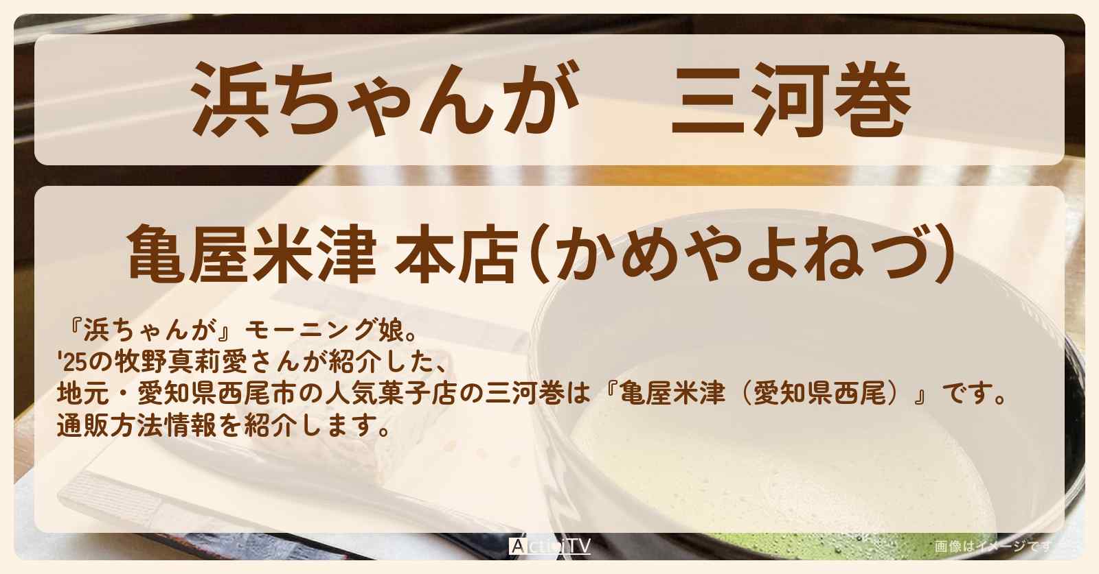 【浜ちゃんが】三河巻 牧野真莉愛『亀屋米津(愛知県西尾)』の通販方法〔芸能人お取り寄せグルメ〕