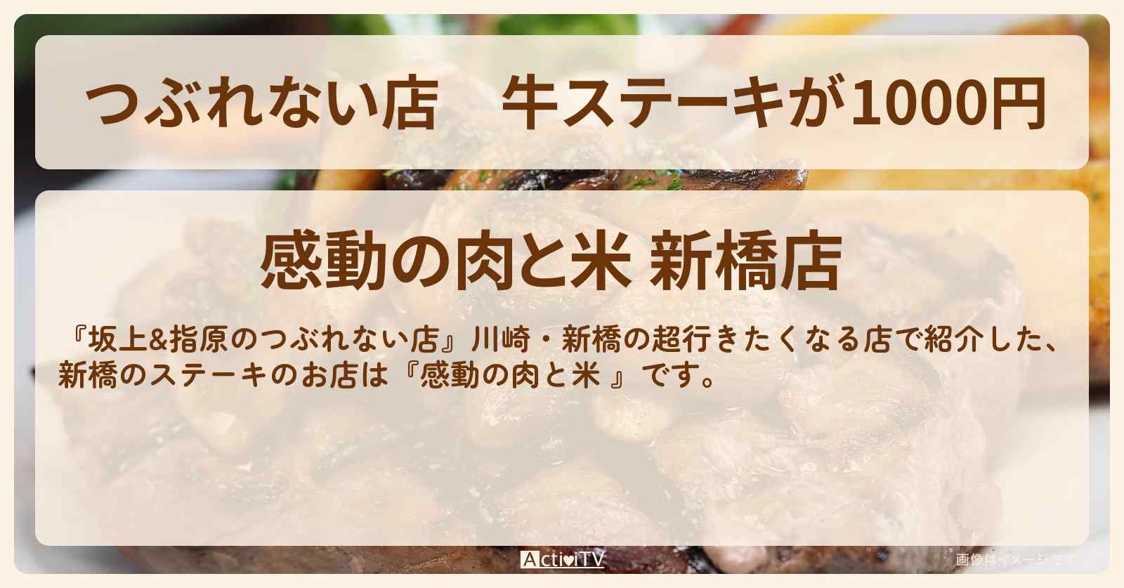 【つぶれない店】牛ステーキが1000円『感動の肉と米 』新橋のコスパ最強のお店の場所
